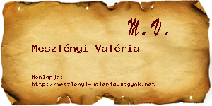 Meszlényi Valéria névjegykártya